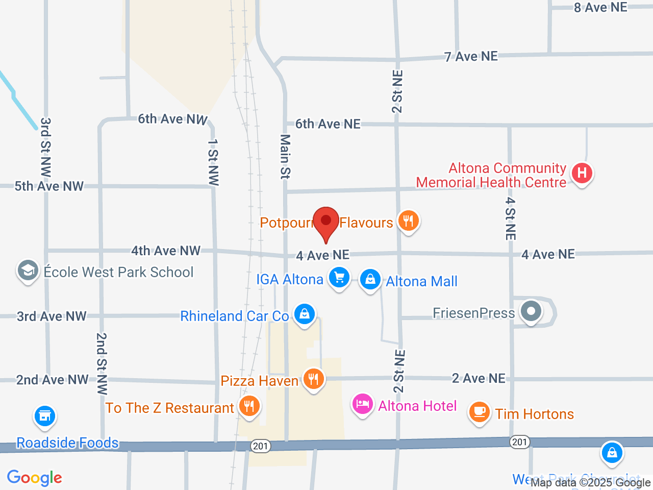 Street map for Buddy Guy Cannabis, 1-45 4th Ave NE, Altona MB