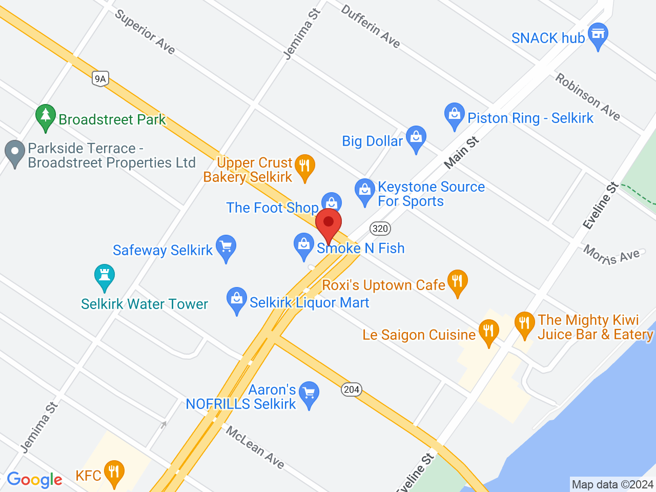 Street map for Smoke N Fish, 405 Main St, Selkirk MB
