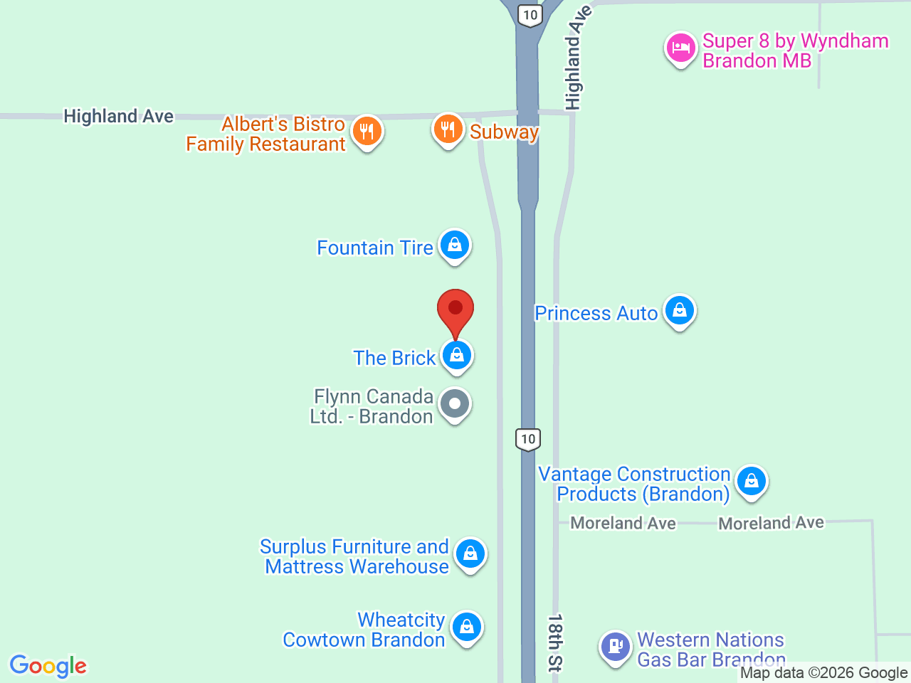 Street map for Brandon Vape SuperStore & Cannabis, 1860 18th St N Unit B, Brandon MB