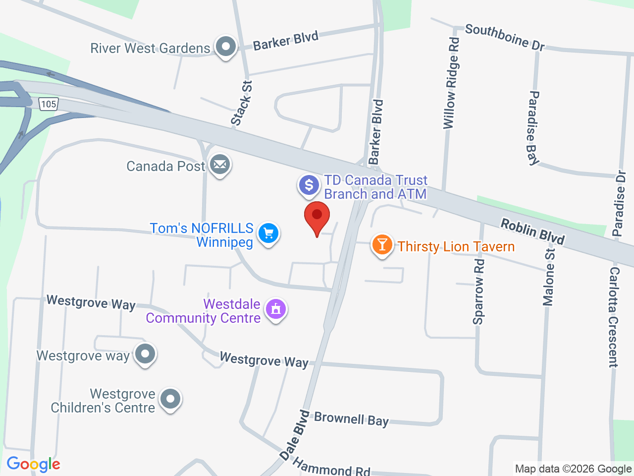 Street map for Farmer Jane Cannabis Co., 106-6640 Roblin Blvd, Winnipeg MB