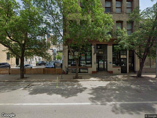 Street view for Fiddler's Green Cannabis Co, 124 King St, Winnipeg MB