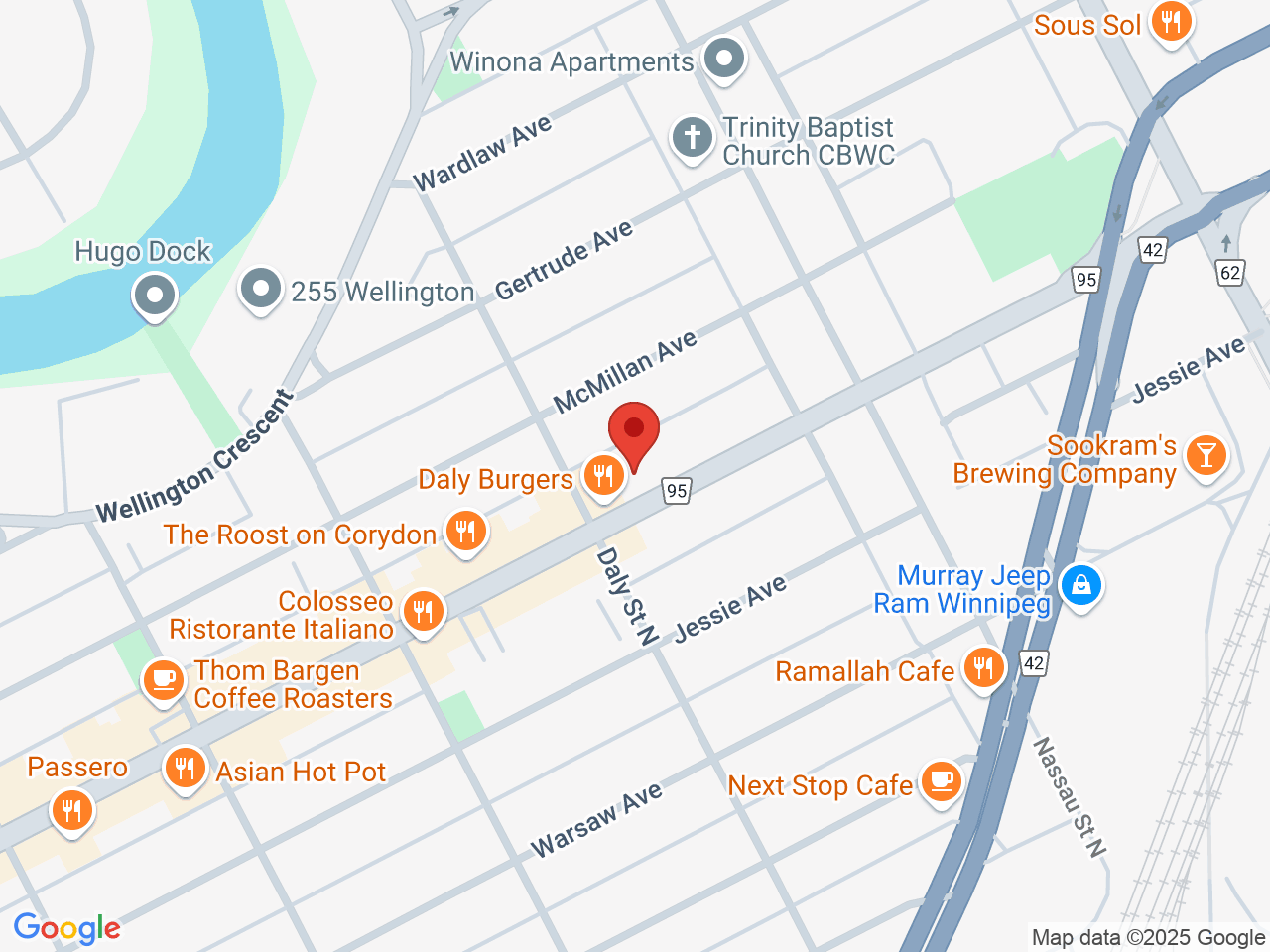 Street map for The Joint Cannabis, 607 Corydon Ave, Winnipeg MB