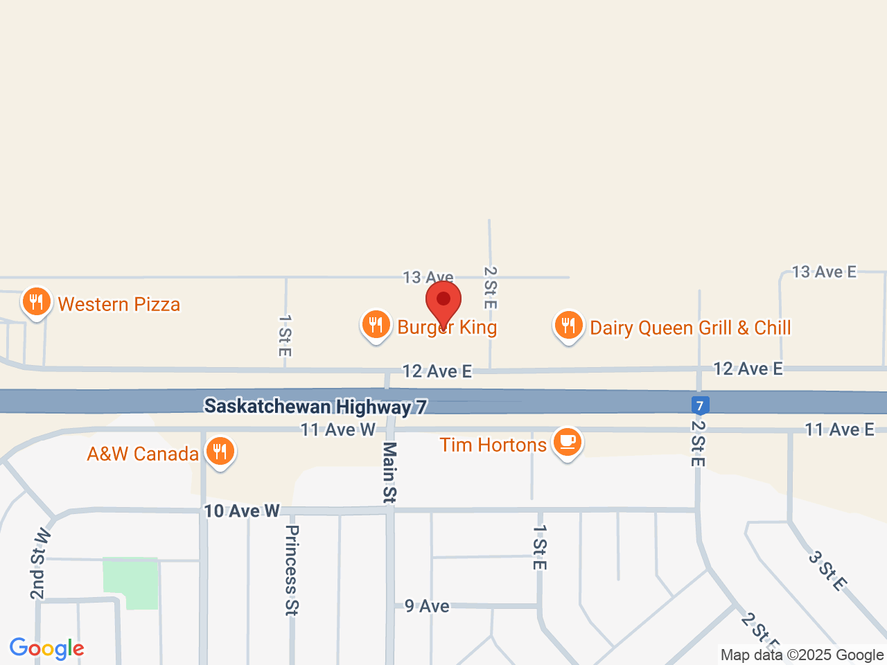 Street map for 5 Buds Cannabis, 208 12th Ave E, Kindersley SK