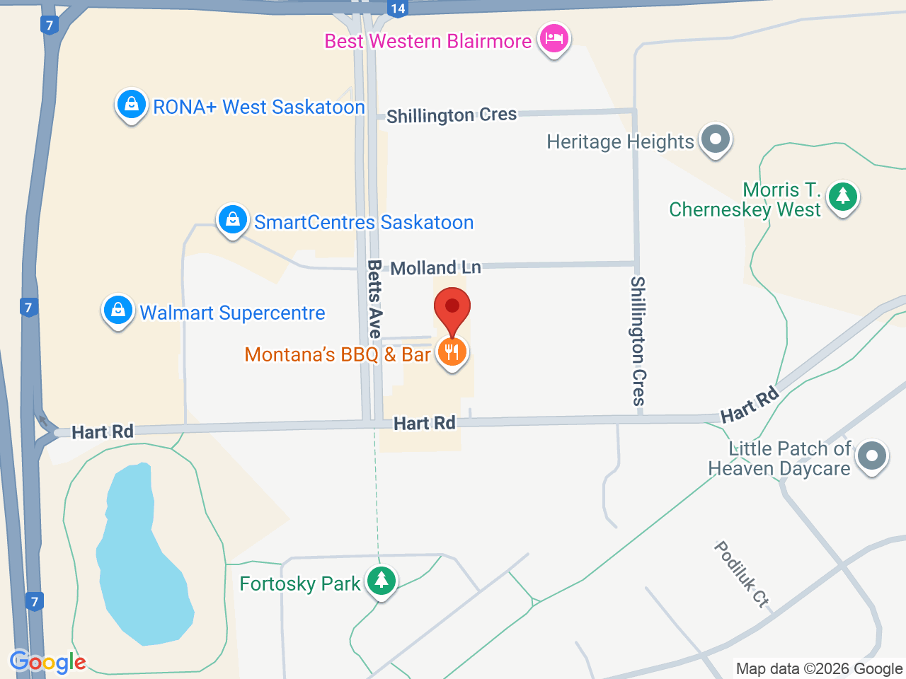 Street map for Fire & Flower Cannabis Co., 140-220 Betts Ave, Saskatoon SK