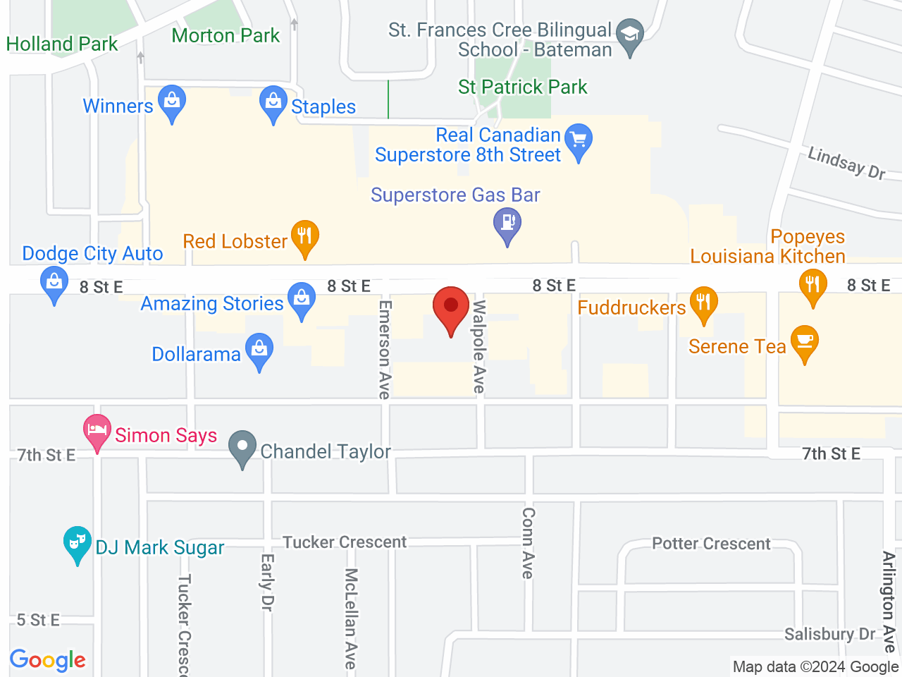 Street map for In N Out Cannabis, 320-2600 8th St E, Saskatoon SK