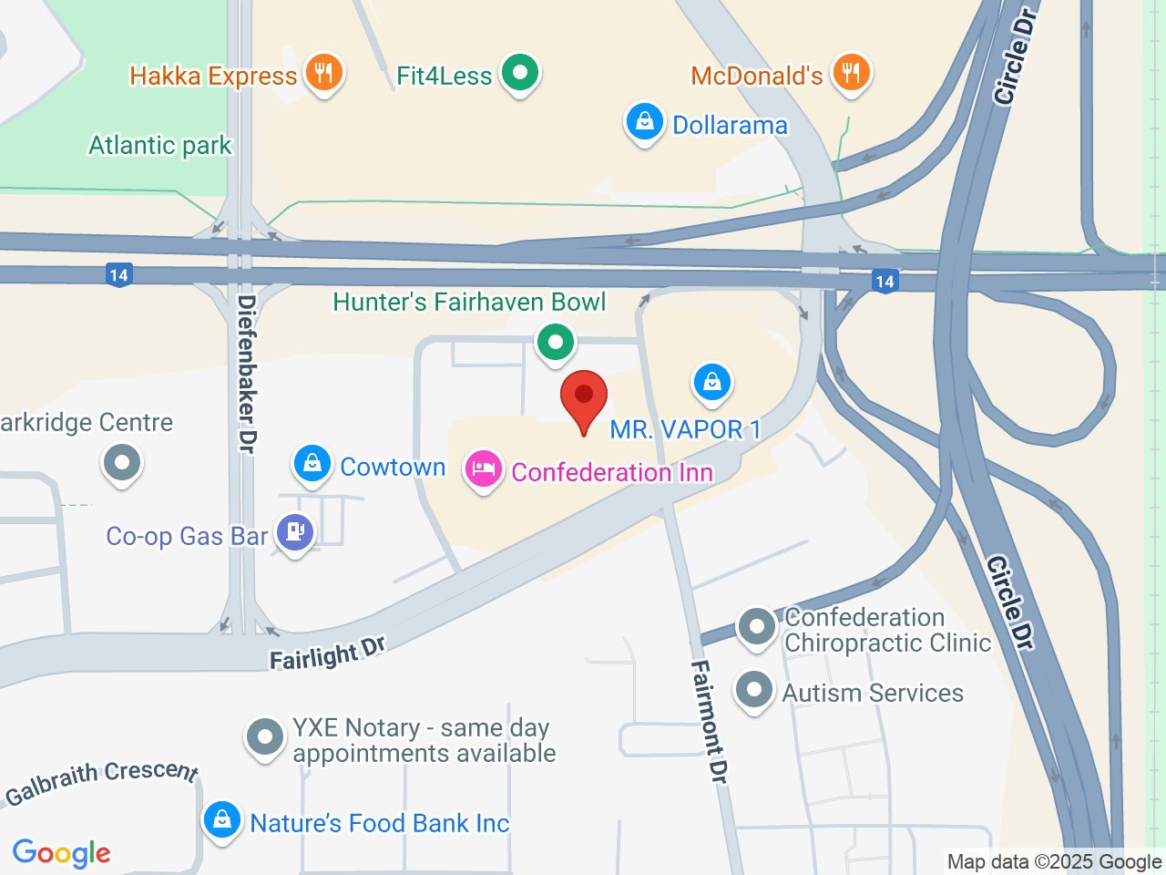 Street map for Living Skies Cannabis, 3322 Fairlight Dr, Saskatoon SK