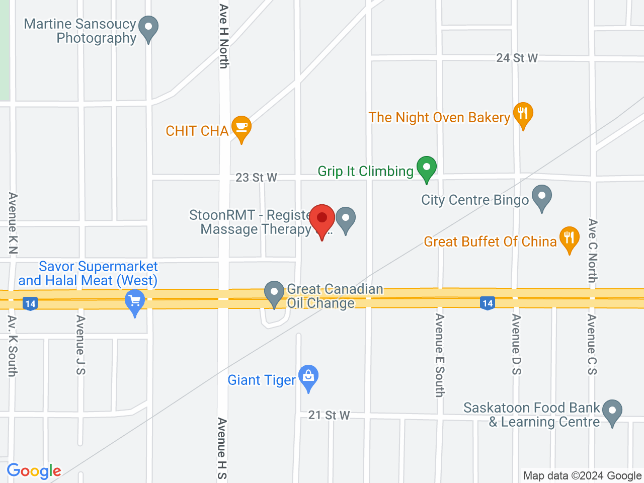 Street map for Prairie Cannabis, 604 22 St W #4, Saskatoon SK