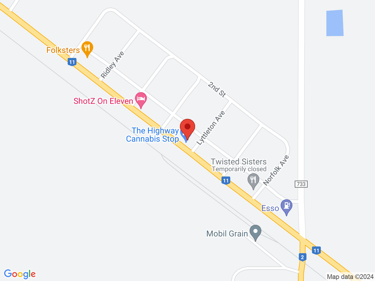 Street map for The Highway Cannabis Stop, 420 Highway 11, Chamberlain SK