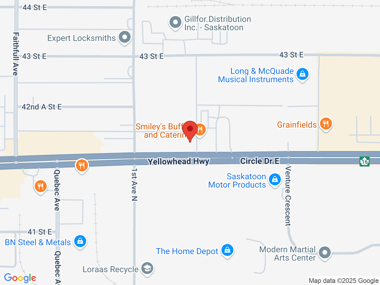 Street map for The Joint Cannabis, 60-622 Circle Dr E, Saskatoon SK