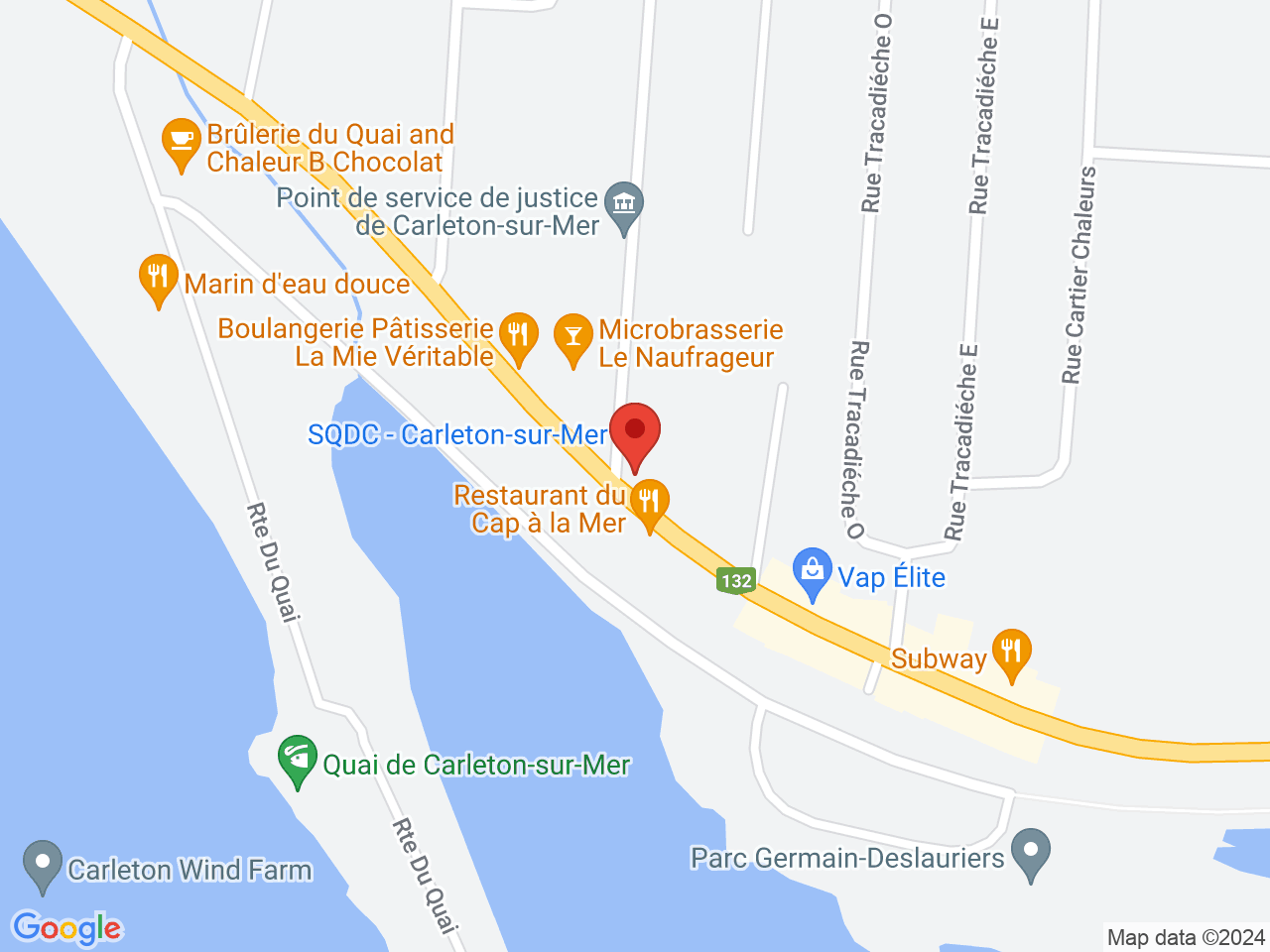 Street map for SQDC Carleton-sur-mer, 598-D boulevard Perron, Carleton-sur-mer QC