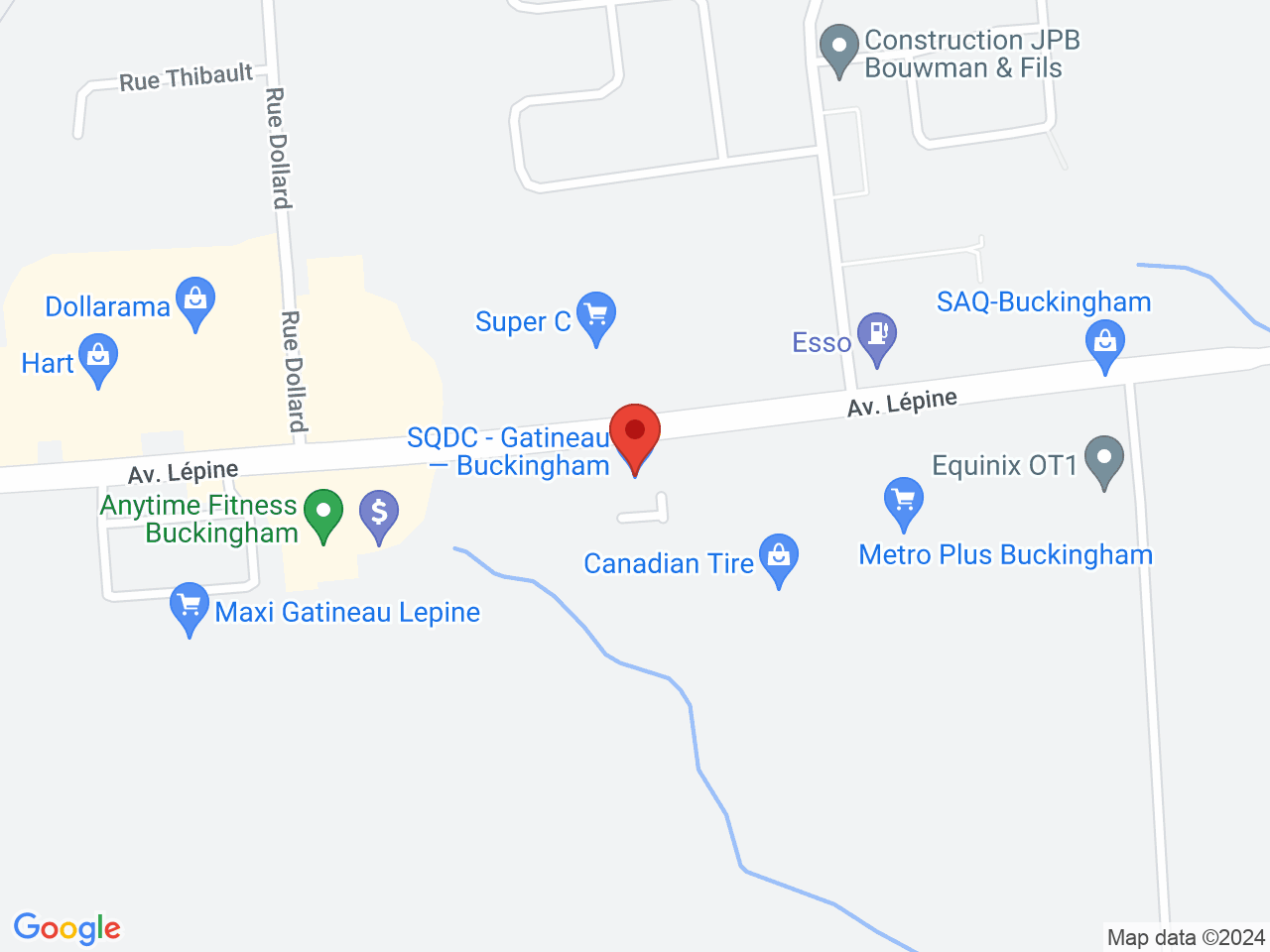 Street map for SQDC Buckingham, 162 avenue Lepine, Gatineau QC
