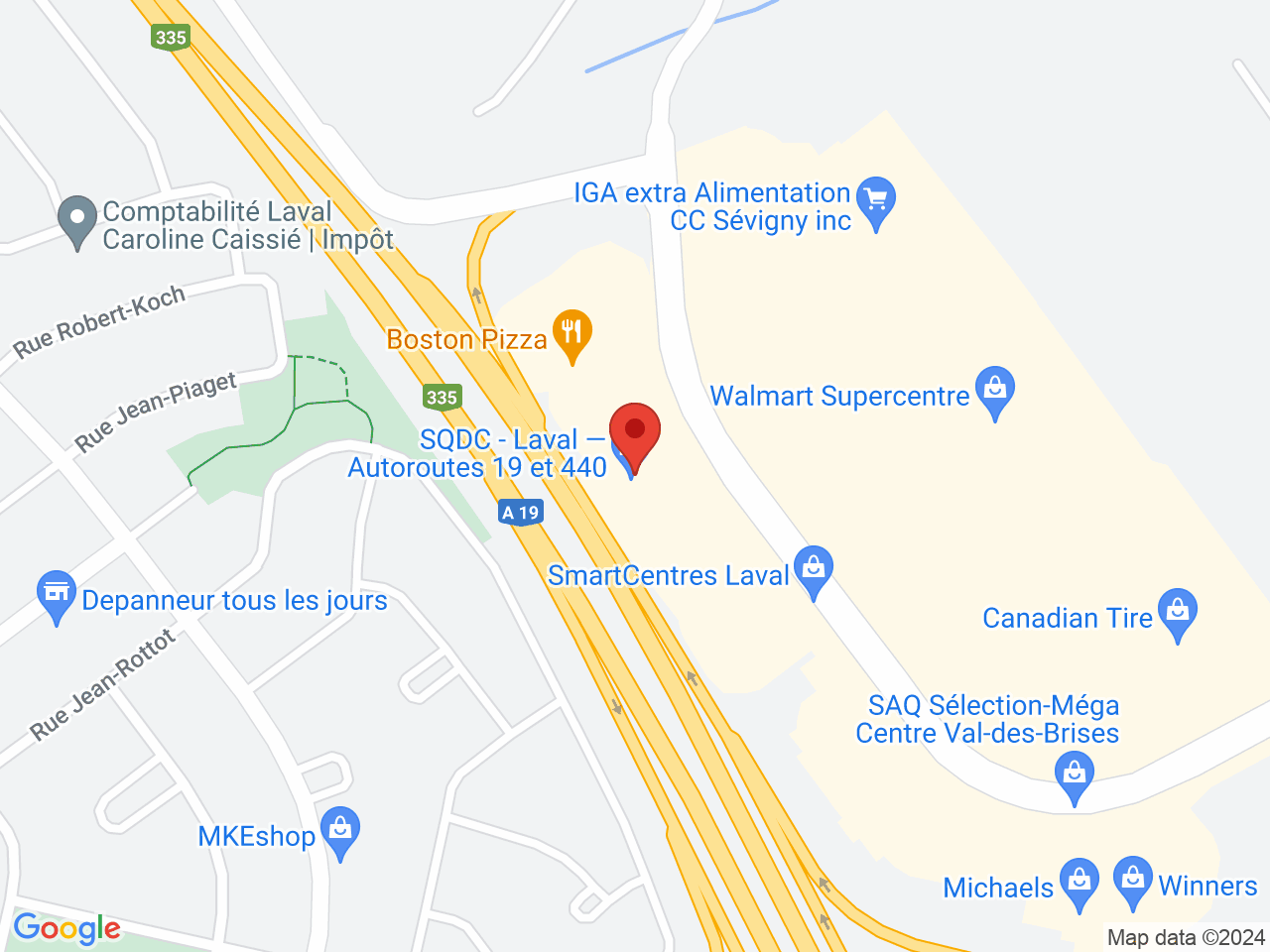 Street map for SQDC, 5800 Boulevard Robert-Bourassa, Laval QC