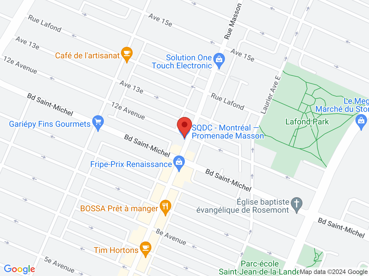 Street map for SQDC Promenade Masson, 3311 rue Masson, Montreal QC