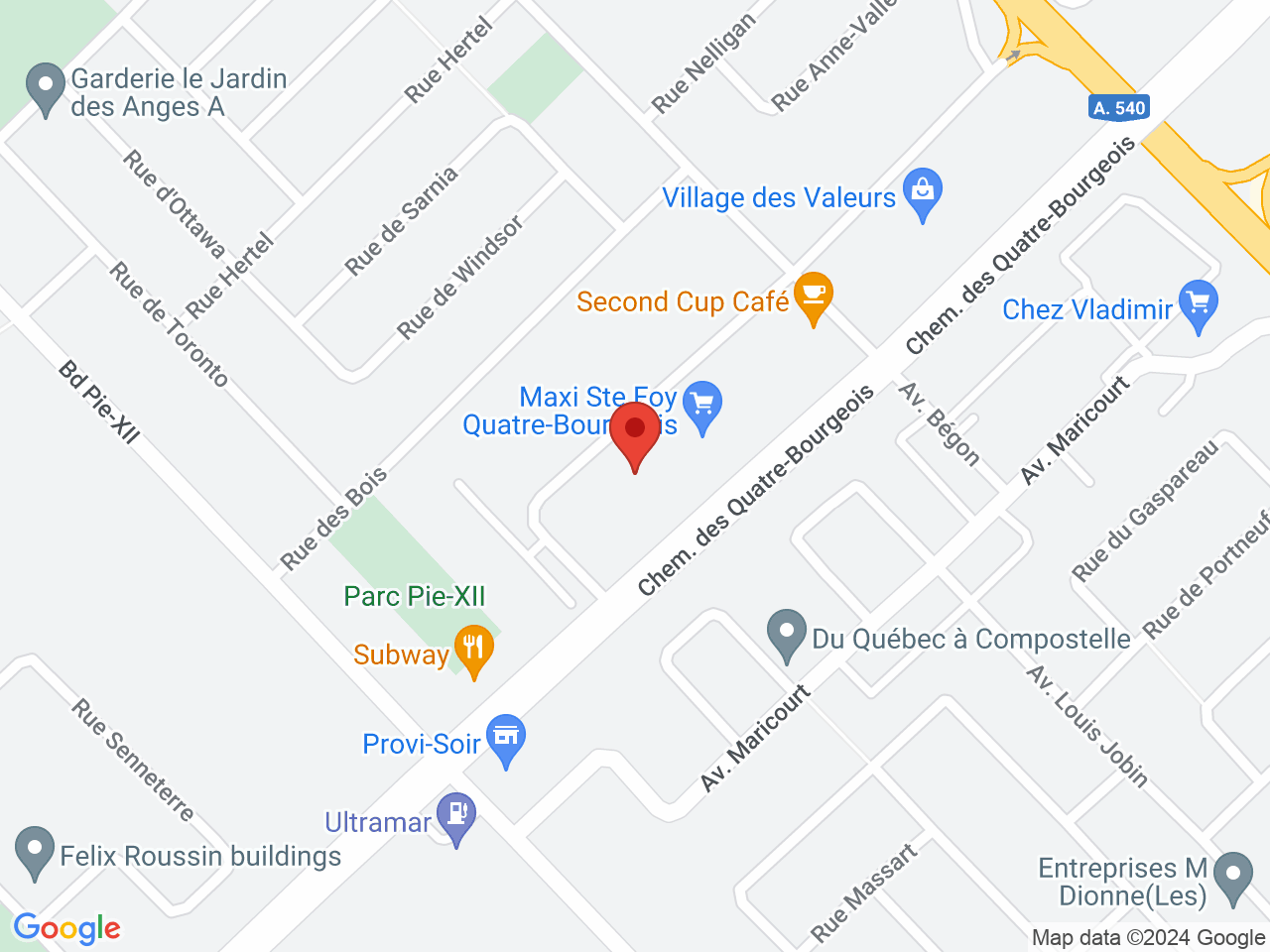 Street map for SQDC, 3440 chemin des Quatre-Bourgeois, Quebec QC