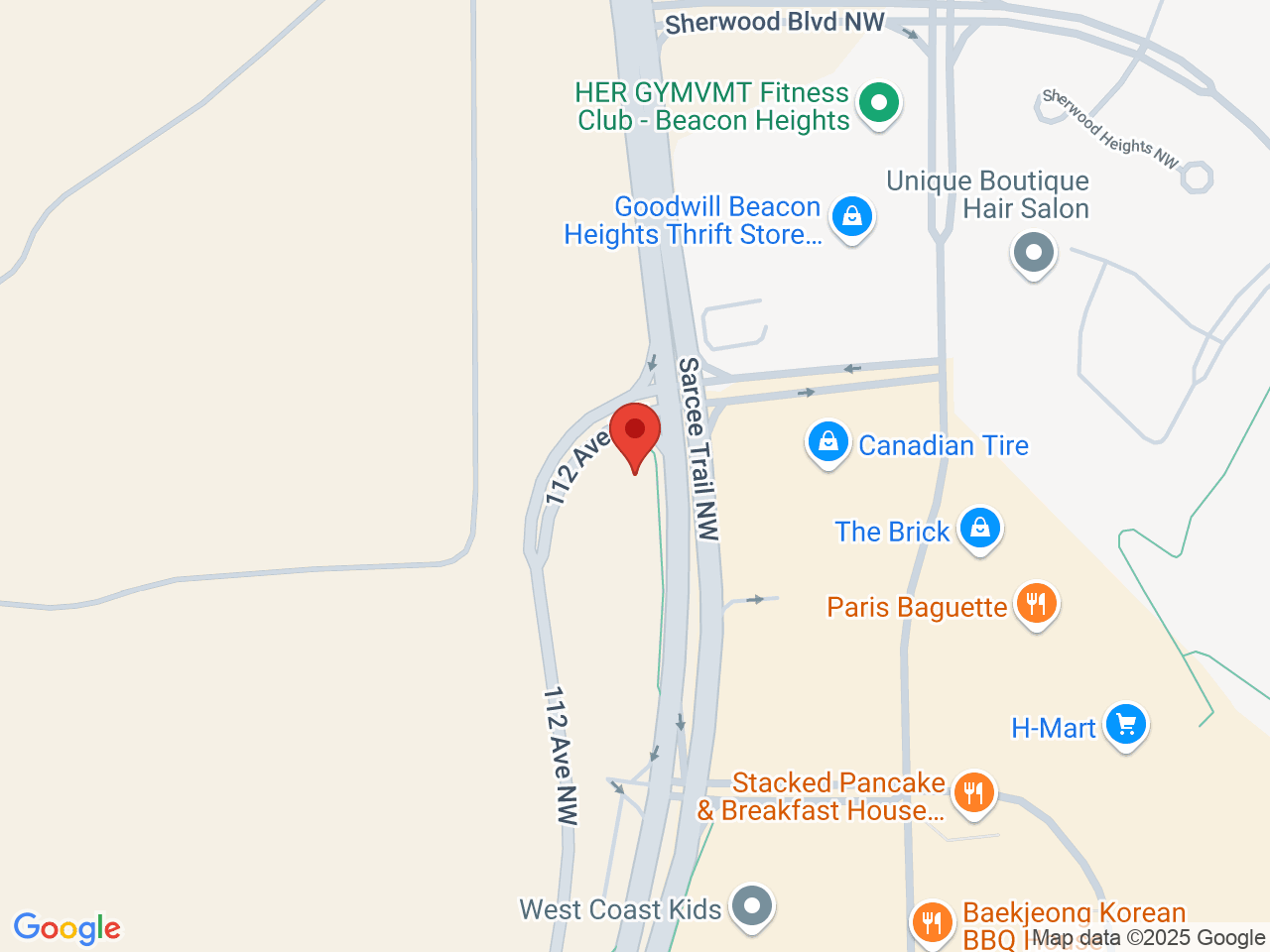 Street map for Leaf Life Cannabis Beacon, 11877 Sarcee Trail NW, Calgary AB