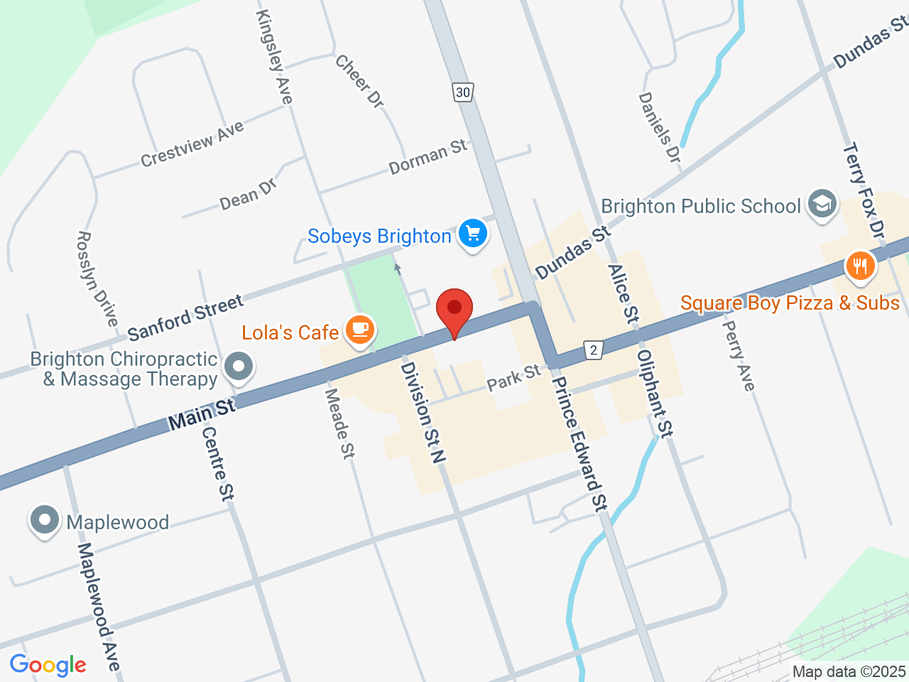 Street map for True North Cannabis Co., 43 Main St, Brighton ON