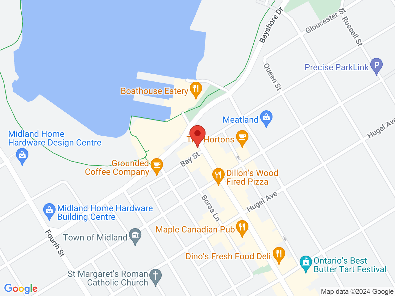 Street map for True North Cannabis Co., 212 King St, Midland ON