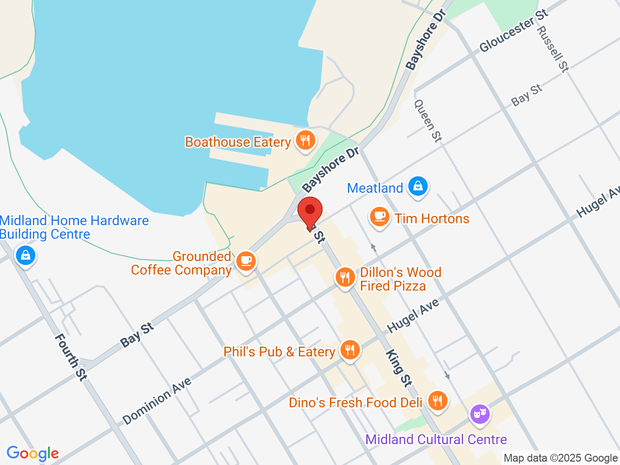 Street map for True North Cannabis Co., 212 King St, Midland ON