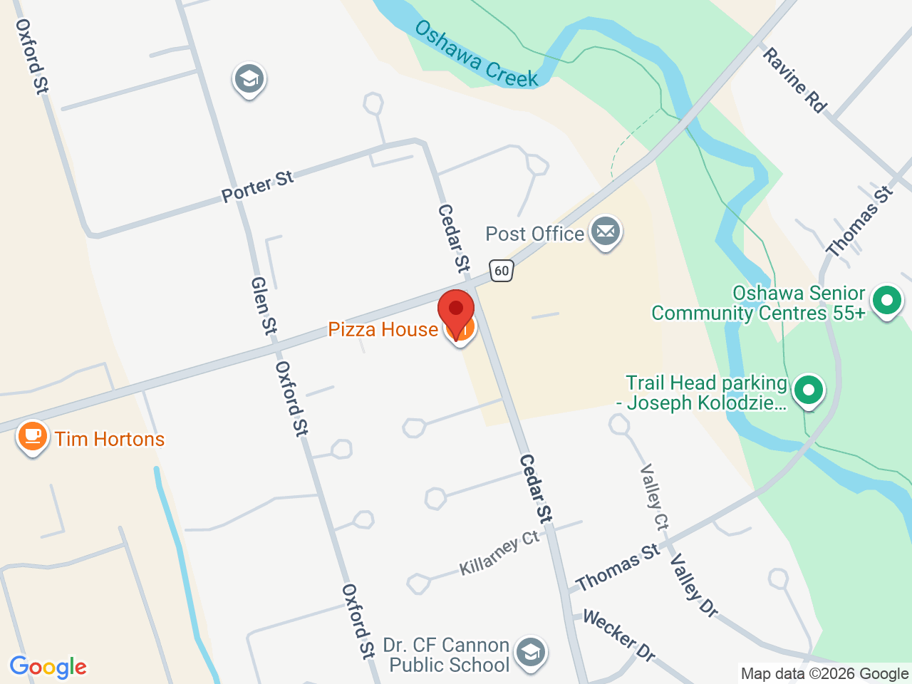Street map for True North Cannabis Co., 1076 Cedar St, Oshawa ON