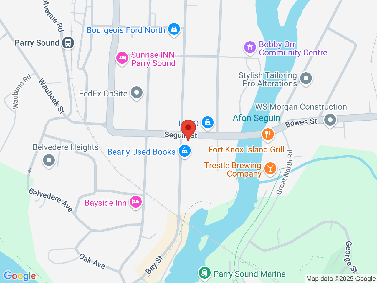 Street map for True North Cannabis Co., 34 Seguin St, Parry Sound ON