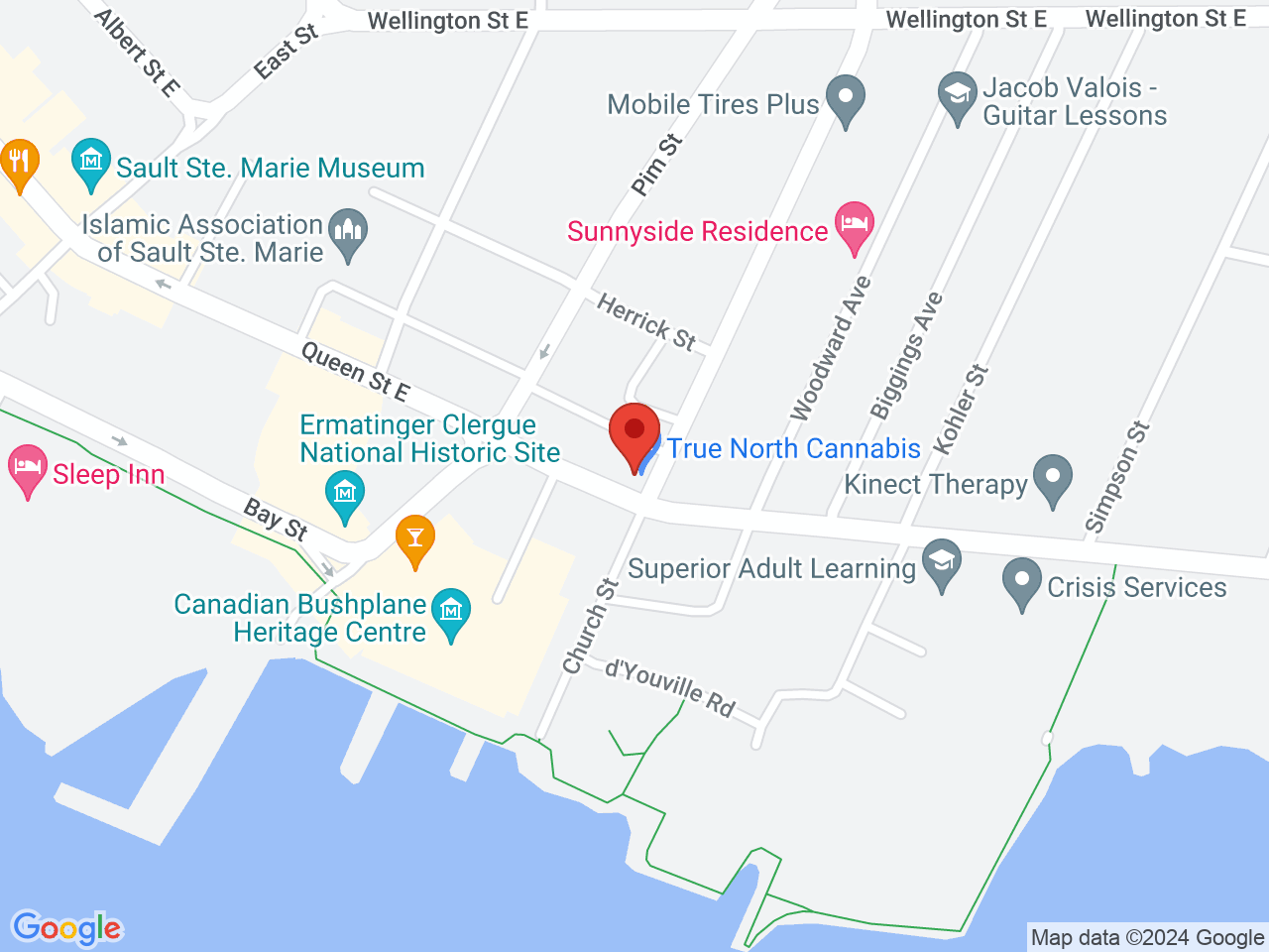 Street map for True North Cannabis Co., 898 Queen St E, Sault Ste Marie ON