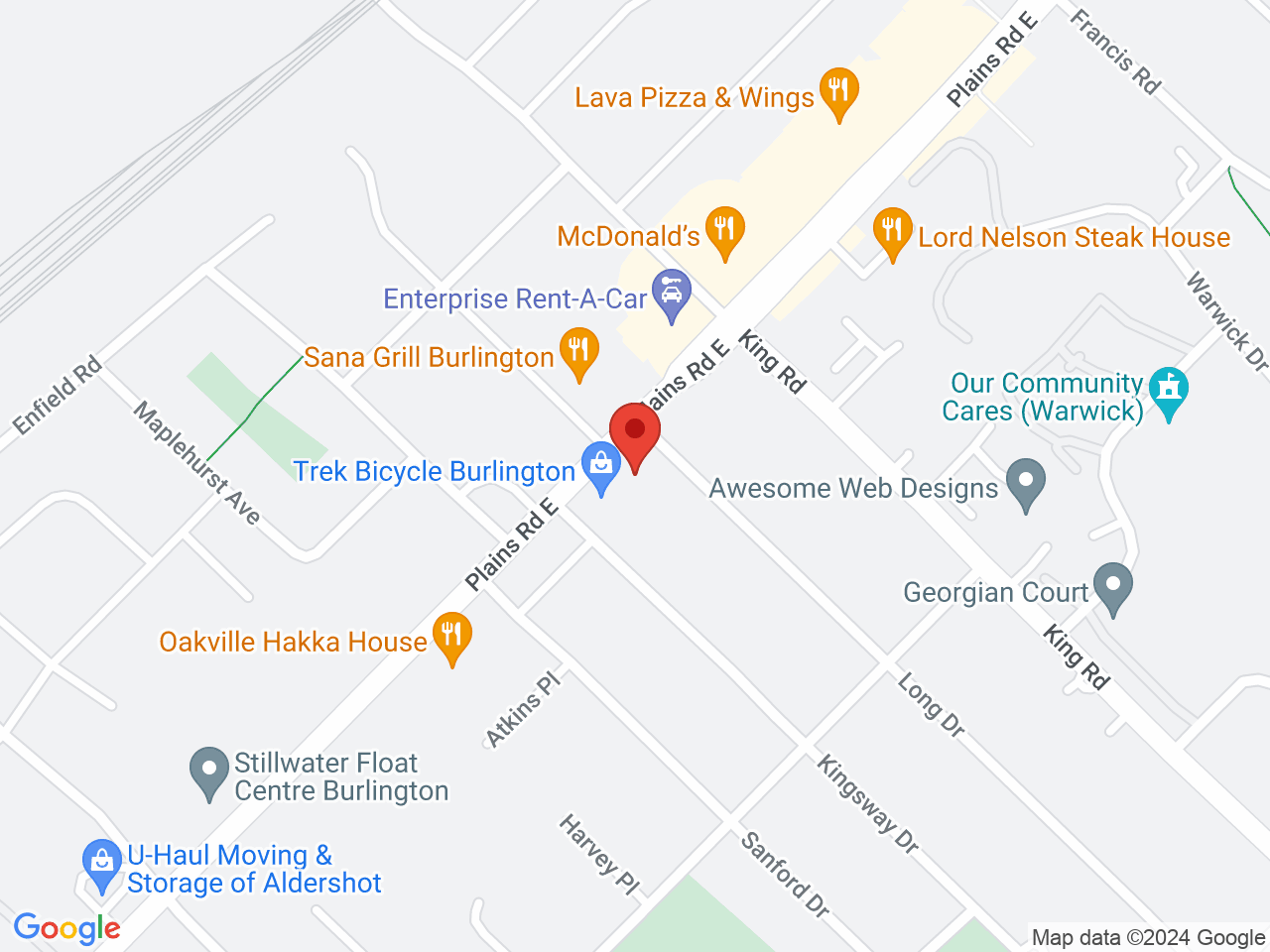 Street map for Uncle Louie's Cannabis Shop, 574 Plains Rd E, Burlington ON