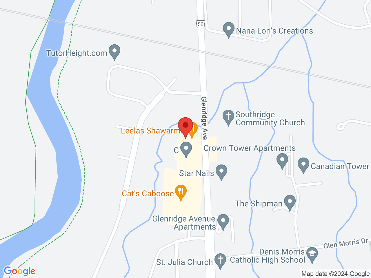 Street map for UpHi Cannabis Emporium, 198 Glenridge Ave, St Catharines ON