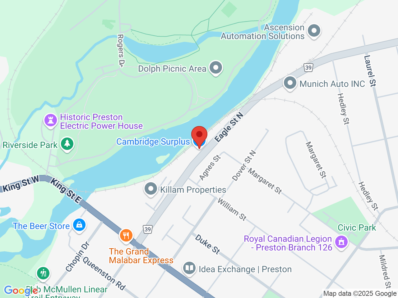 Street map for VIP Cannabis Co., 336 Eagle St N, Cambridge ON