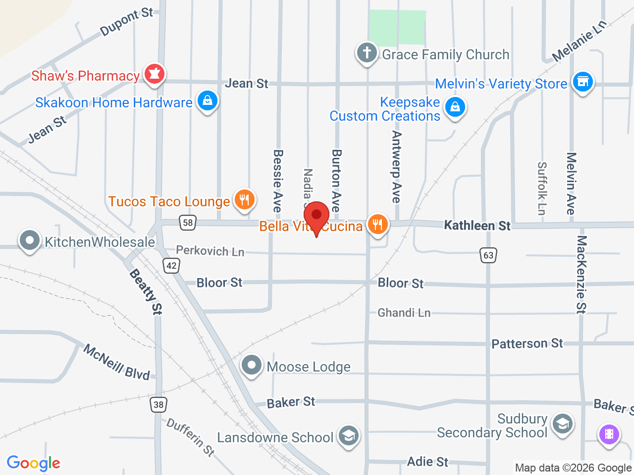 Street map for Wild Flowerz, 533 Kathleen St Unit B, Sudbury ON