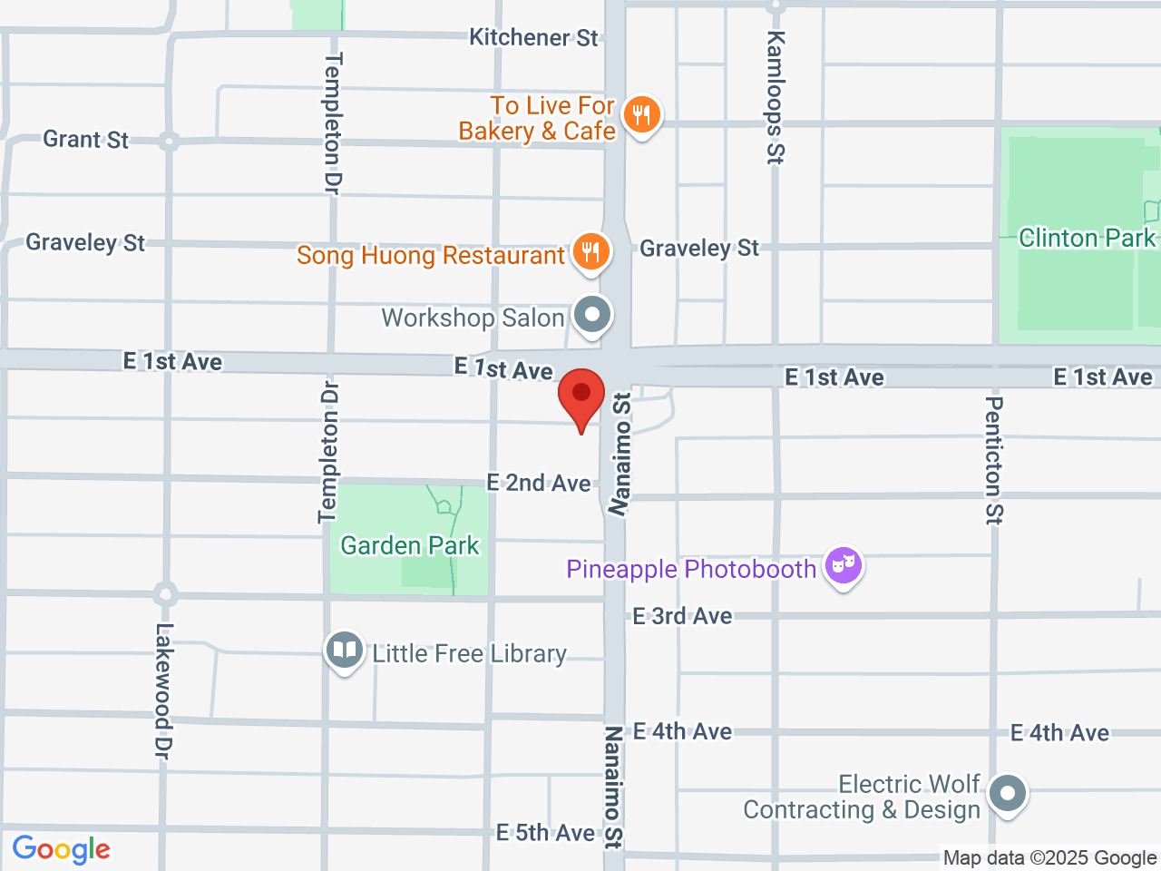 Street map for 4Twenty Cannabis, 1747 Nanaimo St, Vancouver BC