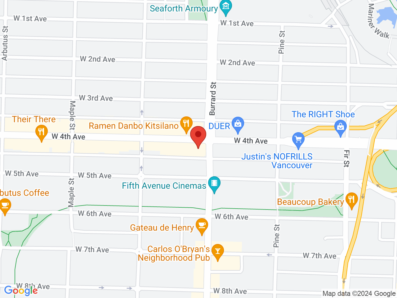 Street map for ARCannabis Store, 1812 W 4th Ave, Vancouver BC