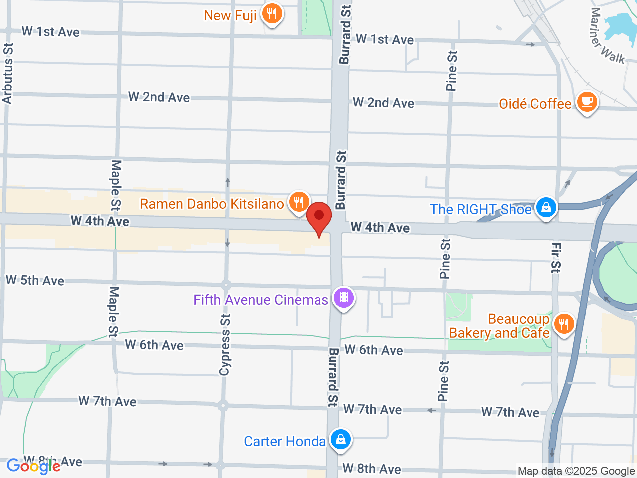 Street map for ARCannabis Store, 1812 W 4th Ave, Vancouver BC