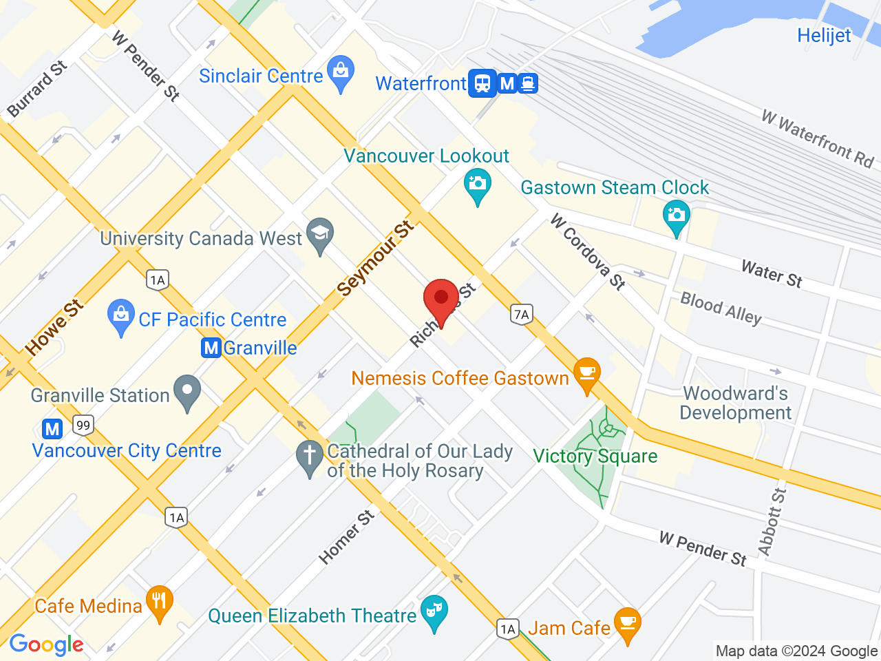 Street map for ARCannabis Store, 438 Richards St, Vancouver BC
