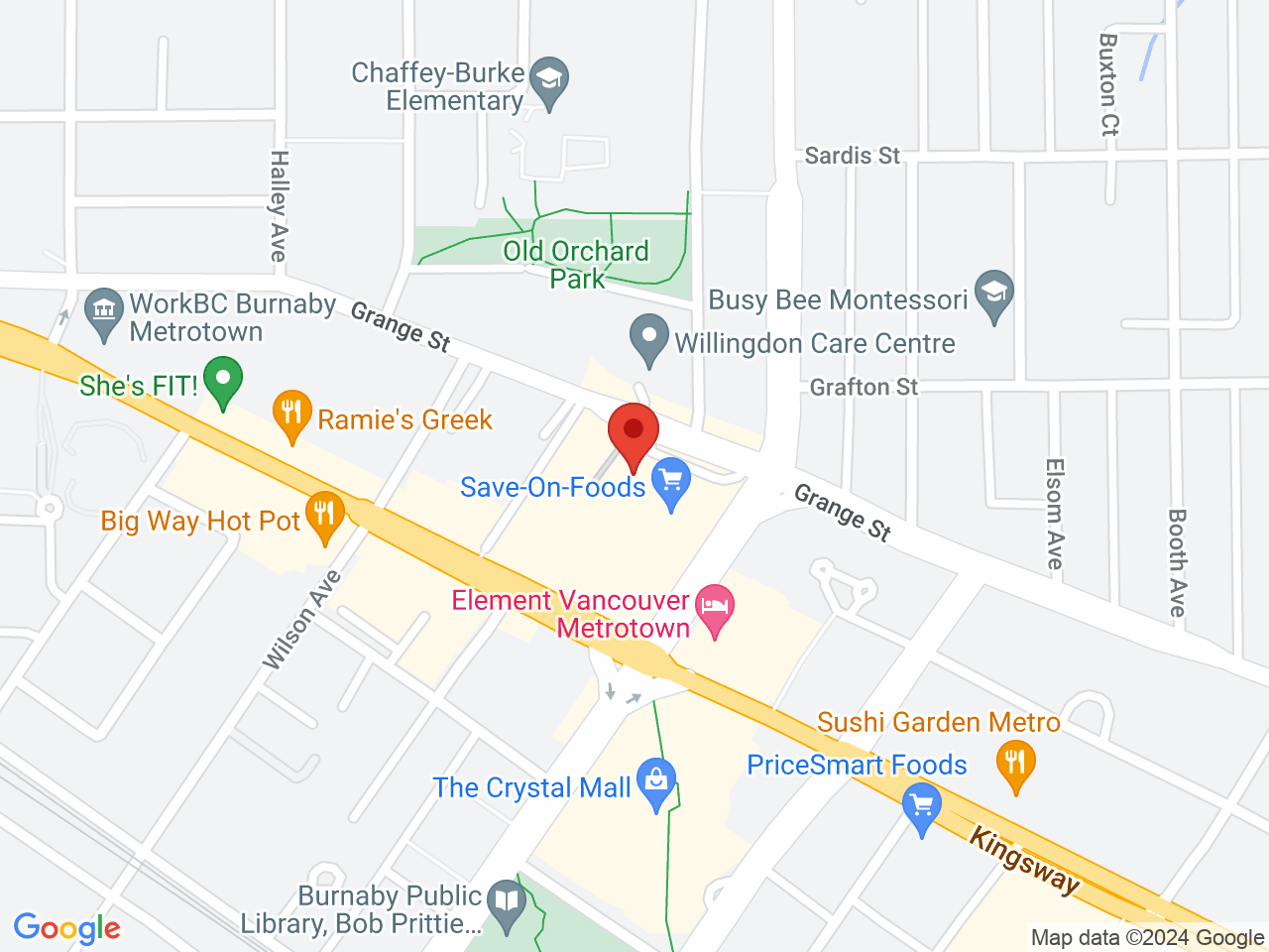 Street map for BC Cannabis Store, 4429 Kingsway Ave, Burnaby BC