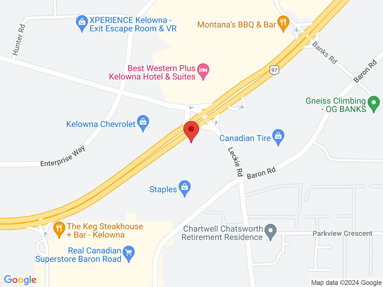 Street map for BC Cannabis Store, 2385 Highway 97 N, Kelowna BC
