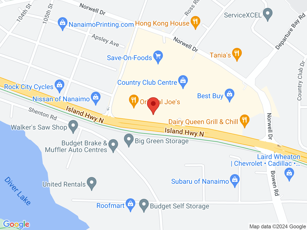Street map for BC Cannabis Store, 3250 Island Hwy N, Nanaimo BC