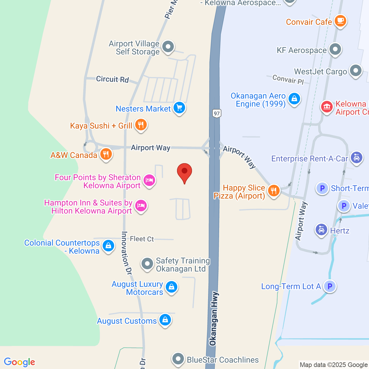 Street map for Central Cannabis, 5507 Airport Way, Kelowna BC