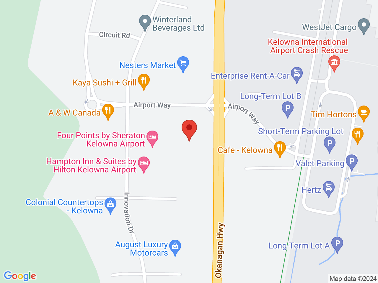 Street map for Bean Cannabis Shop, 5507 Airport Way, Kelowna BC