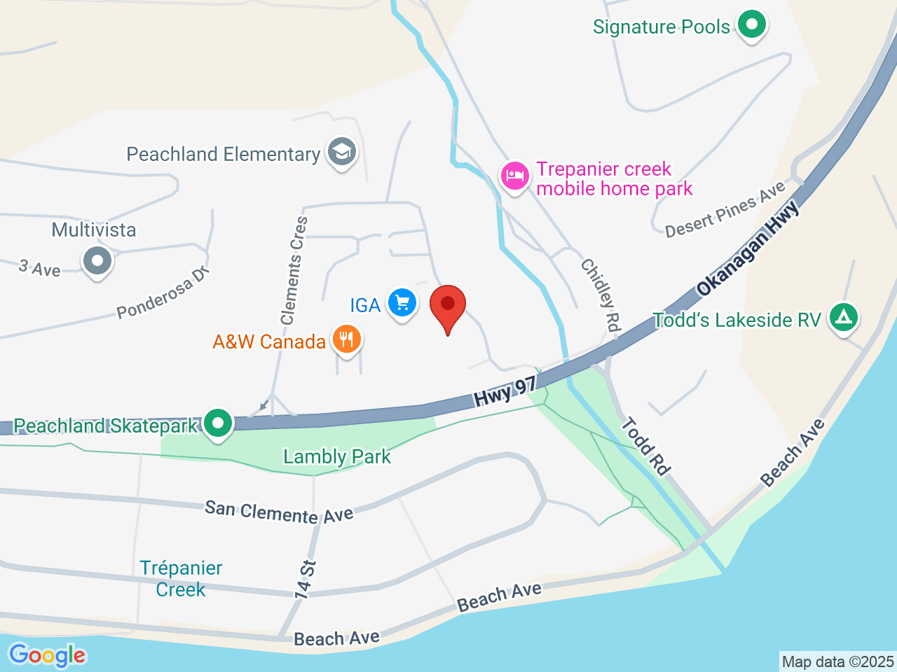 Street map for Budding Creations Cannabis Store, 5500 Clements Cres, Peachland BC