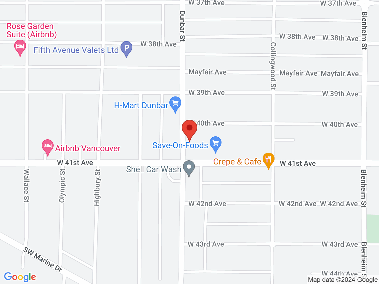 Street map for Canna Cabana, 5628 Dunbar St, Vancouver BC