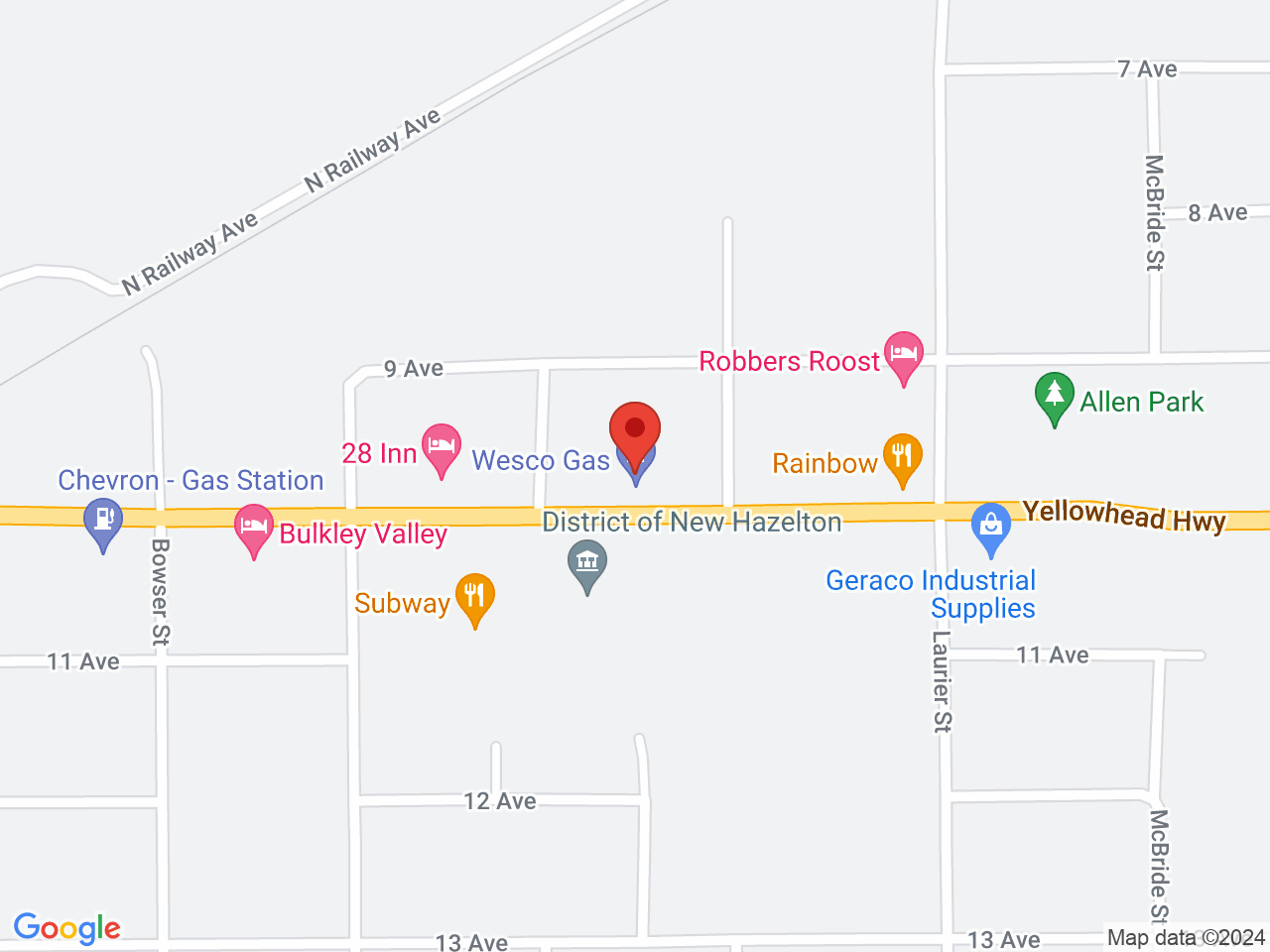 Street map for Fireweed Cannabis, 4645 10 Ave, New Hazelton BC