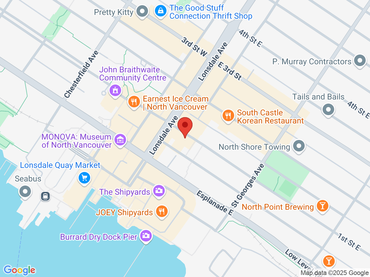 Street map for Greenstar Cannabis Company, 115 1st St E, North Vancouver BC