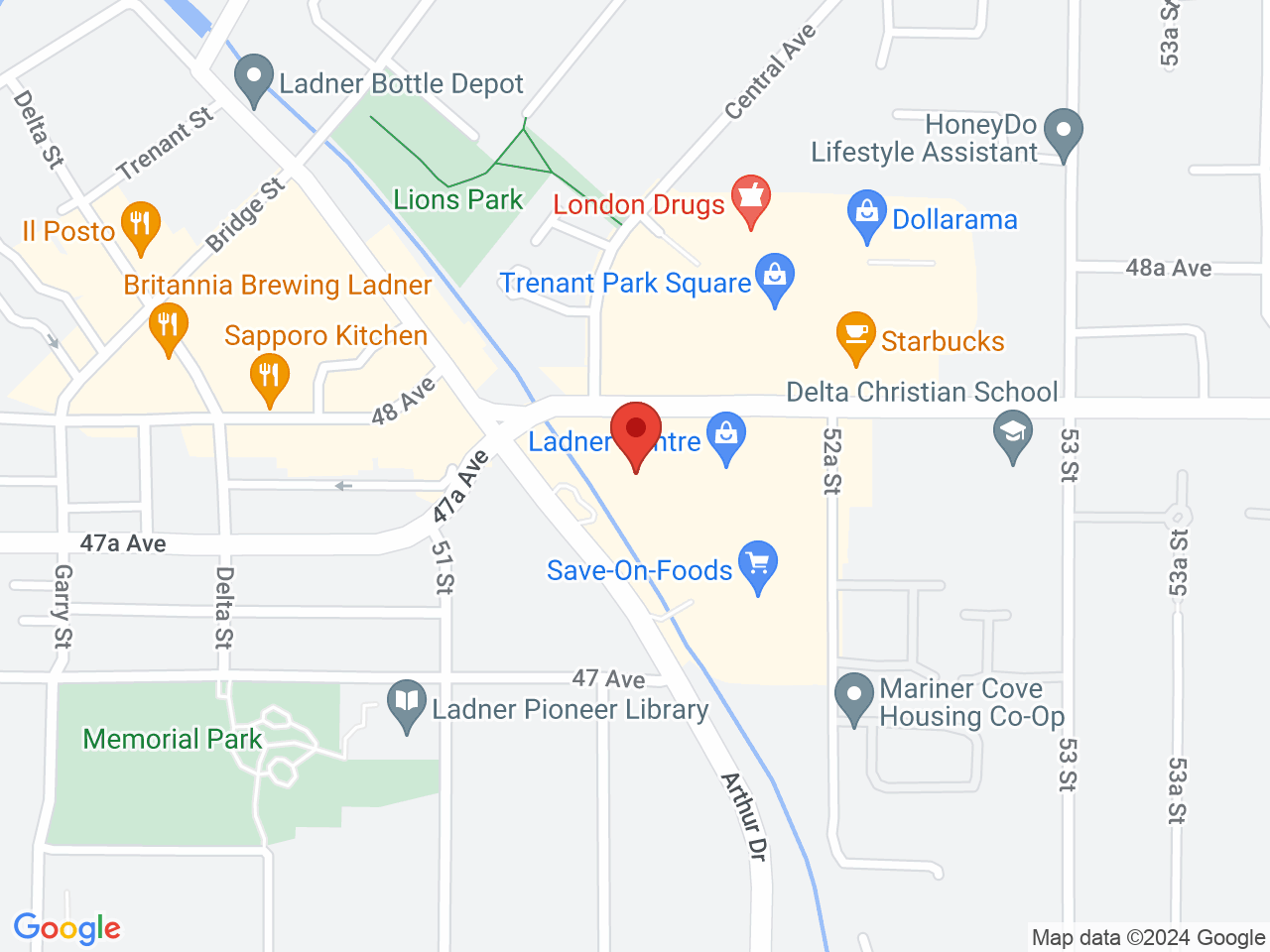 Street map for Imagine Cannabis, 5150 Ladner Trunk Rd, Delta BC
