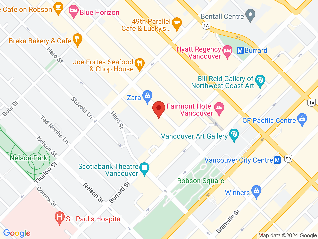 Street map for Inspired Cannabis Co., 1032 Robson St, Vancouver BC