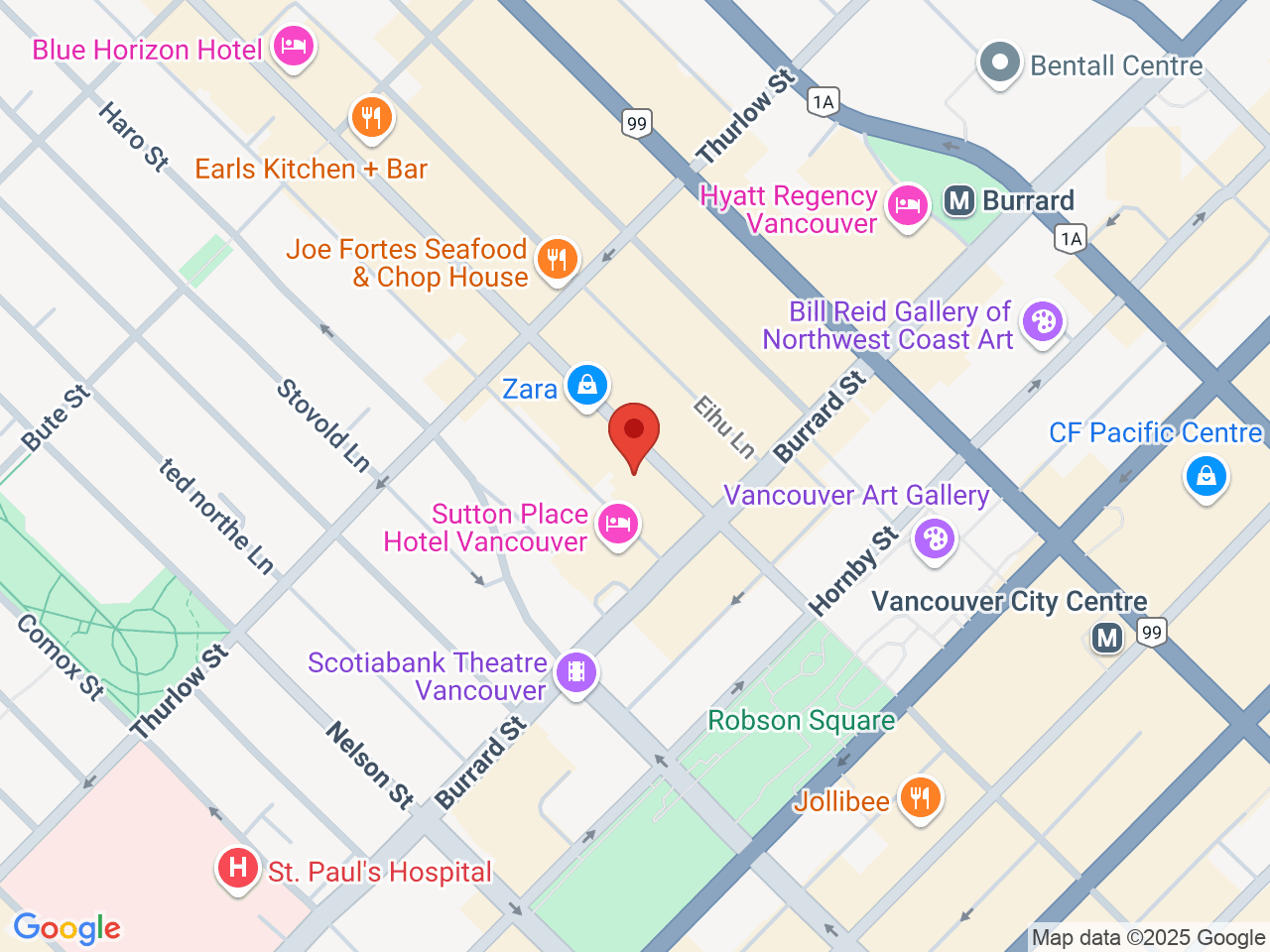 Street map for Inspired Cannabis Co., 1032 Robson St, Vancouver BC