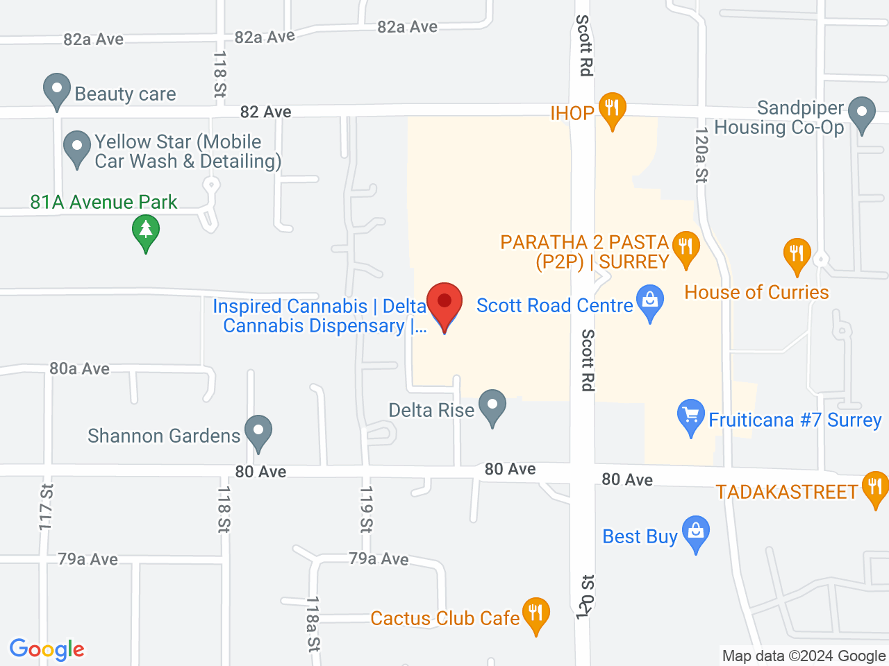 Street map for Inspired Cannabis Co., 8077 120th St Unit 120, Delta BC