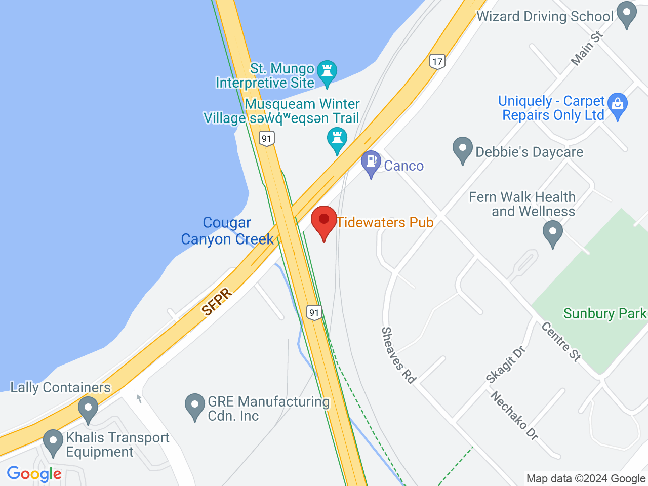Street map for Kushi Cannabis Co, 10190 River Rd, Delta BC