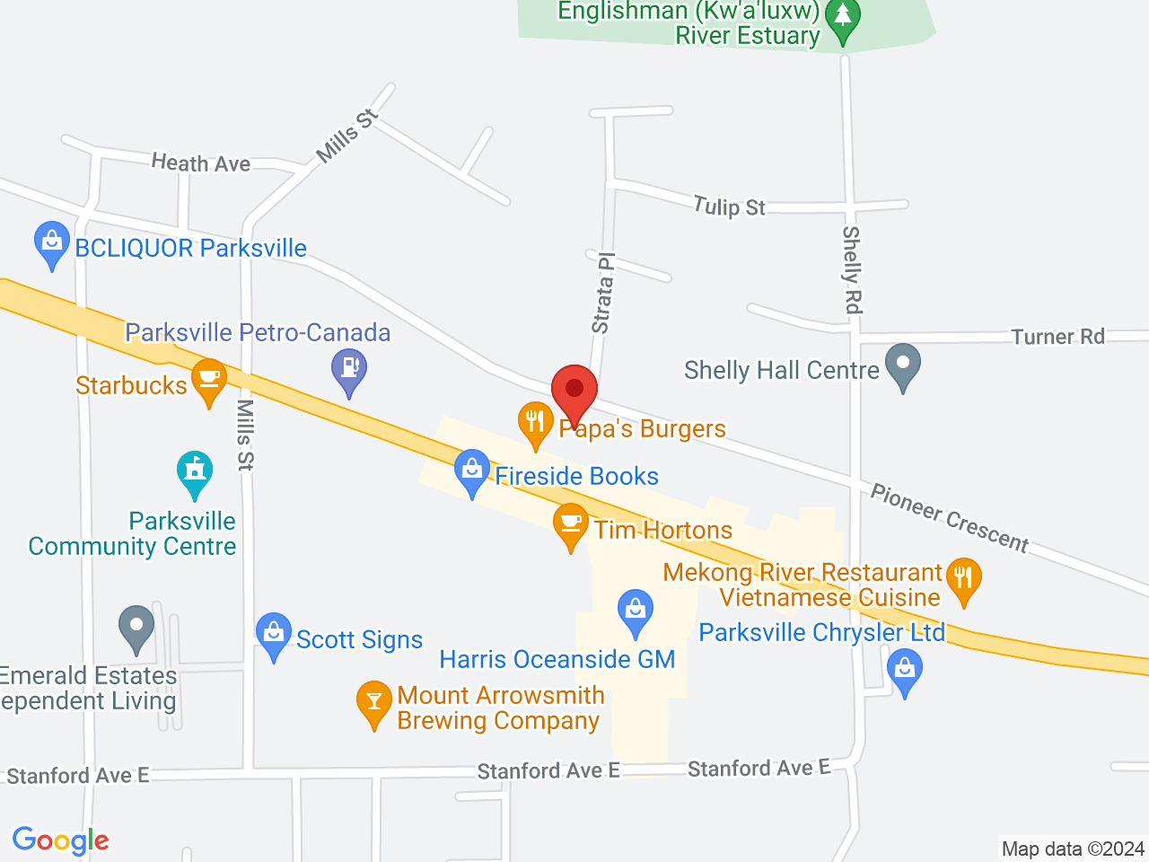 Street map for Local Cannabis Co, 491-B Island Hwy, Parksville BC
