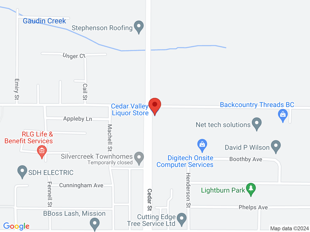 Street map for Mission Cannabis, 8778 Cedar St, Mission BC