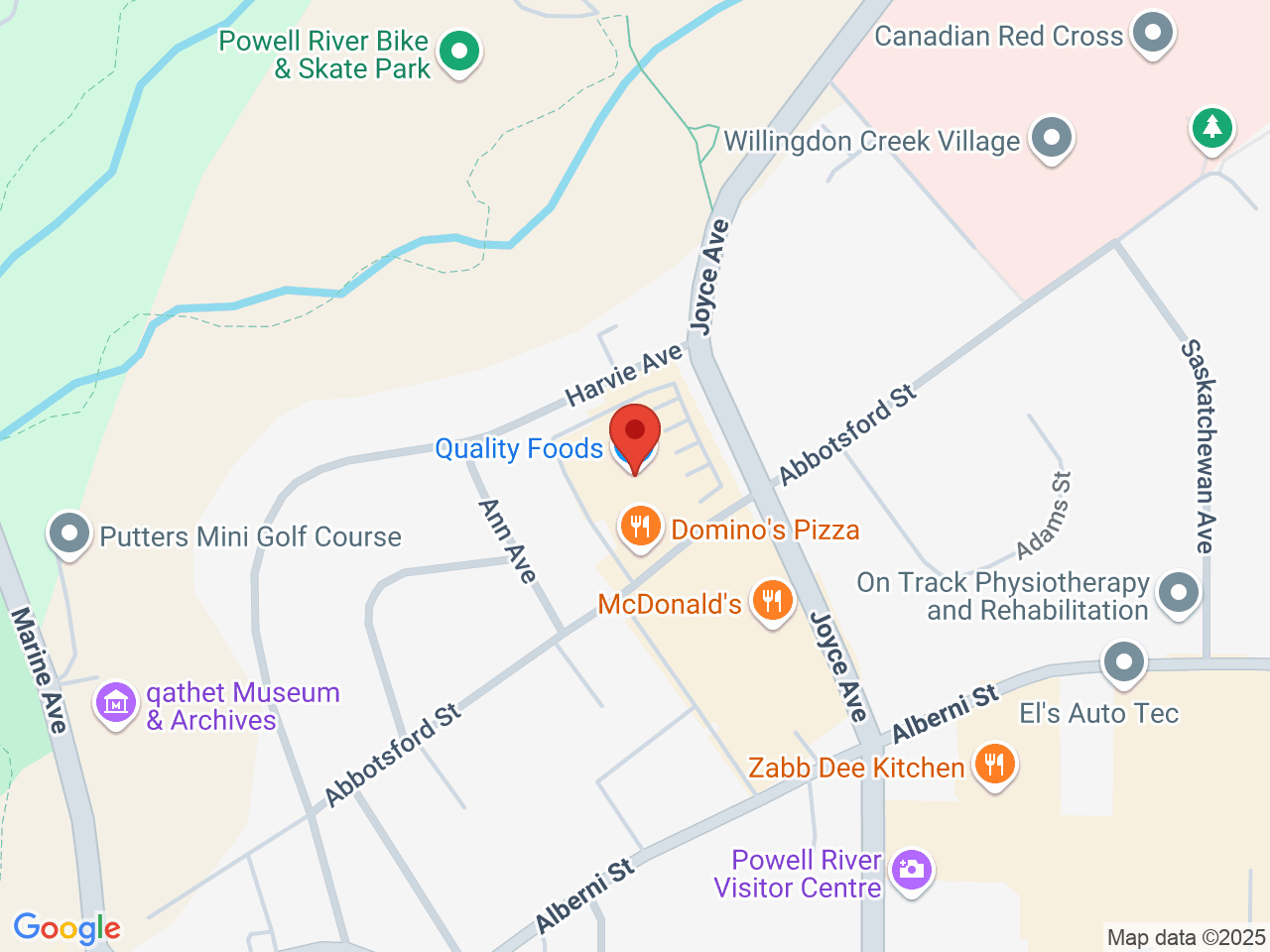 Street map for Pacific Coastal Cannabis, 4871 Joyce Ave, Powell River BC